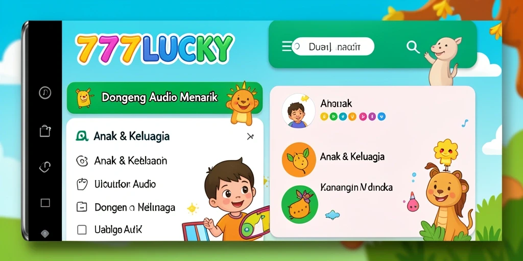 Antarmuka <strong>777LUCKY</strong> yang ramah anak dan intuitif untuk mendengarkan dongeng.
