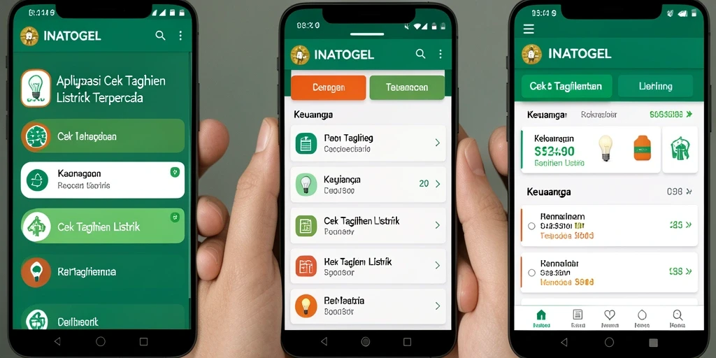 Tampilan antarmuka aplikasi INATOGEL untuk pengecekan tagihan listrik.