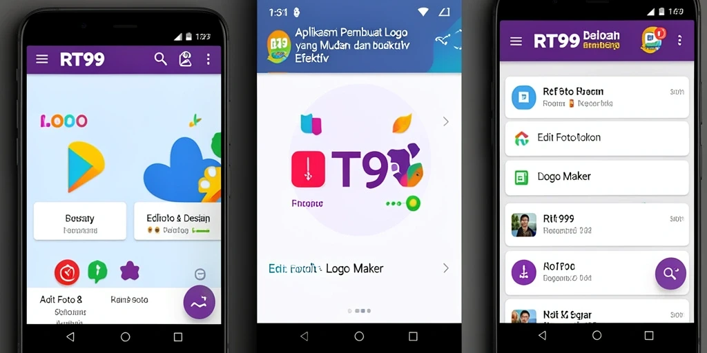Tampilan antarmuka RT99 untuk pembuat logo yang modern dan intuitif.
